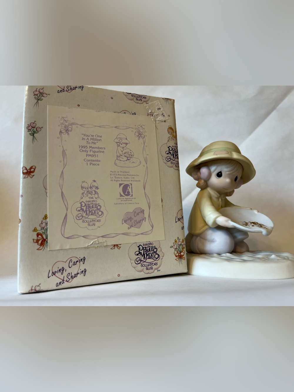 Precious Moments Figurine in Cream, Pastel Yellow & Pale Green